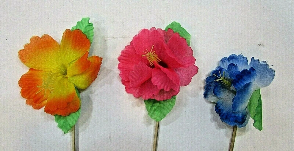 Más de 125 nuevos palos para fiesta de flores de tela tropical colorida bebida cóctel Foto 3 de 3