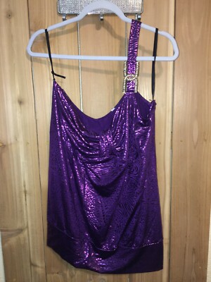 YoYo5 Womens Purple Animal Print Sleeveless Top w Rhinestones 2X New