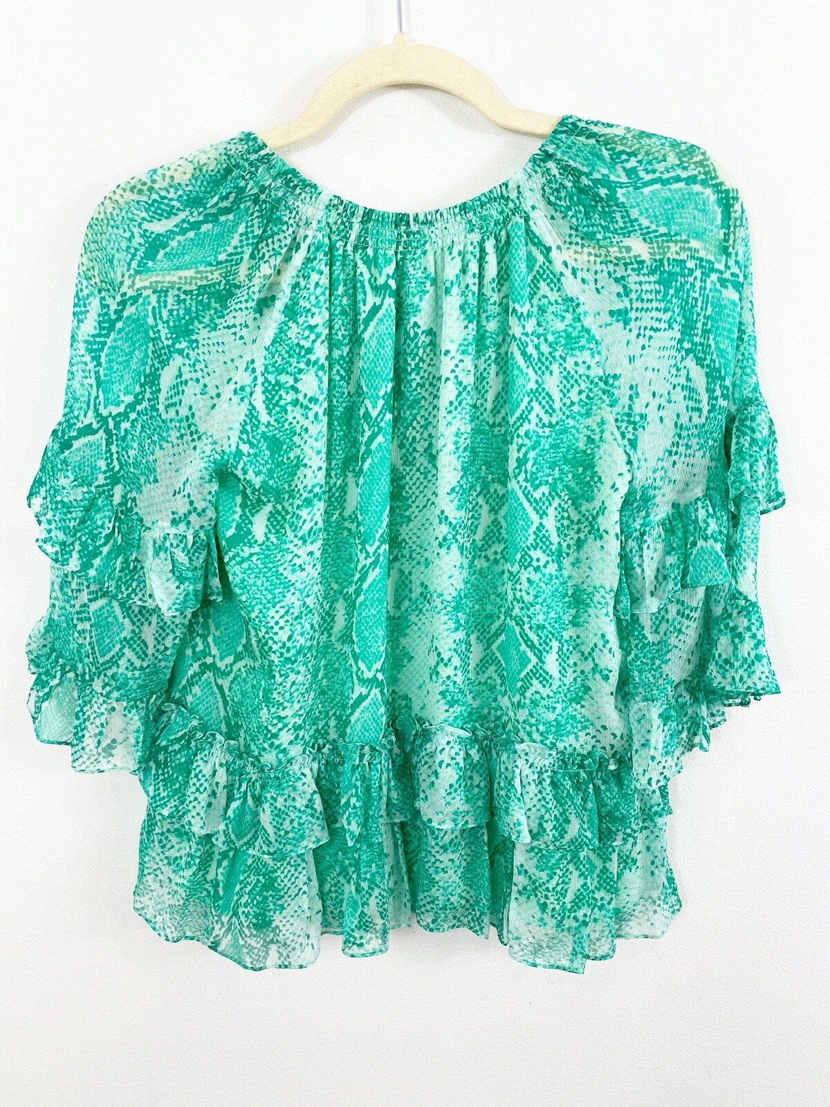 DVF Annabel Python Ruffle Sleeve Silk Blouse Size… - image 6