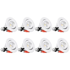 8-Pack 4" LED Gimbal Recessed Light Dimmable, ETL, 2700K Soft White
