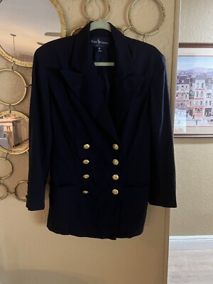 Blazer Vintage Lord & Taylor En Laine - 6P - Bleu Marine à Boutons Dorés - Occasion Très Bon état