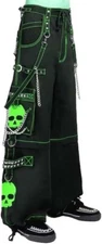 New Gothic Pant Green Super Skull Cyber Chain Goth Jeans Punk Rock  EMO Trousers
