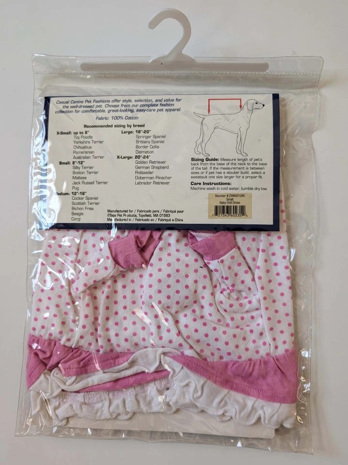 NOVO Vestido de Festa Casual Canino Pequeno Rosa Boneca Bebê Cachorro Filhote 100% Algodão - Imagem 2 de 2