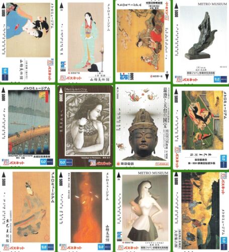 Art Japanese Passnet Train prepaid ticket card used limited set of 12 Ukiyoe Nih - Picture 1 of 17