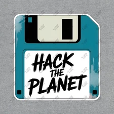Vintage Floppy Disk Sign HACK THE PLANET Retro Tech Decor 90s Hacker #7492