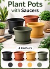 Small Plastic Plant Pot with Saucer Indoor Outdoor Garden Flower Herb Planter