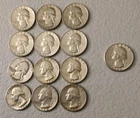 New ListingLot of 12+(1 Free) Washington 25c Quarters. 90% Silver Coins.