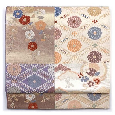 [Women] [Silk] [31cm x 441cm] [Gold] [Good Condition] Fukuro Obi