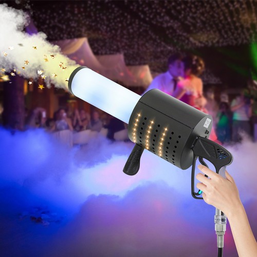 Six Tubes Handheld Confetti Launcher Cannon, Electronic Confetti Jet Machine, for Halloween Party, Wedding Stage Atmosphere Effect, Electric Confetti Shooter
