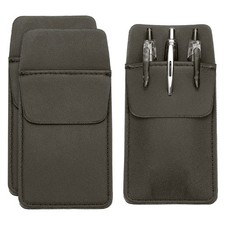 3 Pack Leather Pocket Protector, MultiPurpose Pen Pocket Holds, Dark Coffee