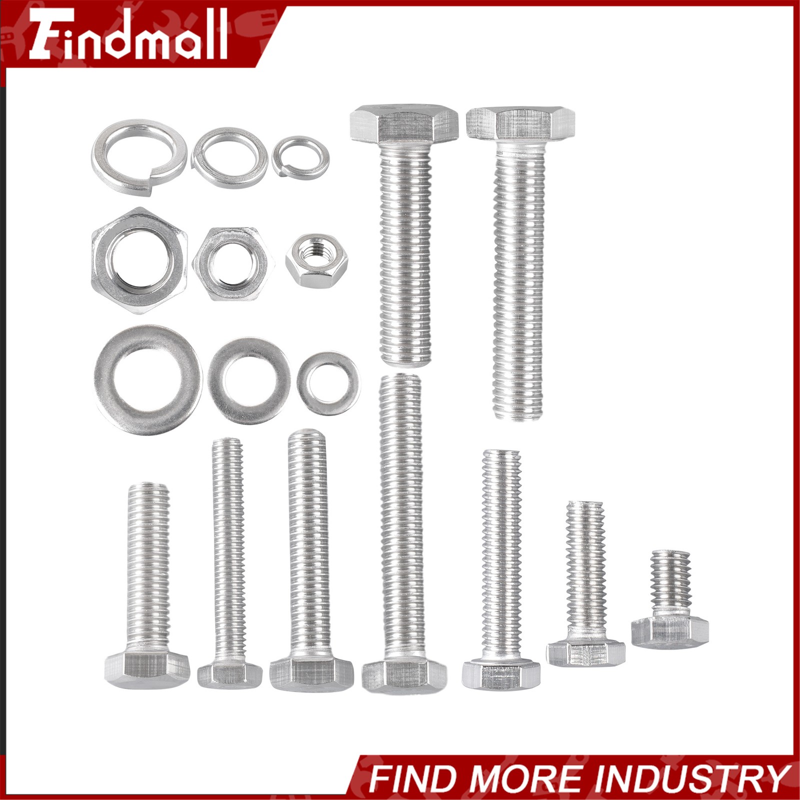 236PCS M6 M8 M10 Heavy Duty Bolts and Nuts Assortment Kit 304 Stainless Steel