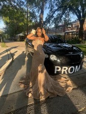 2025 Long Champagne Color Prom Dress Size Small, Touch of Rose Gold