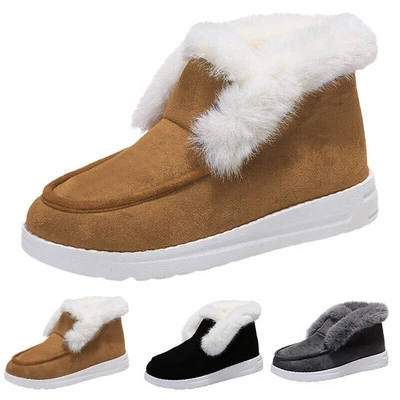 MARKENLOS DE Frau Mokassin Pelz gefüttert Pantoffeln Damen Winter warme Stiefel Wildleder