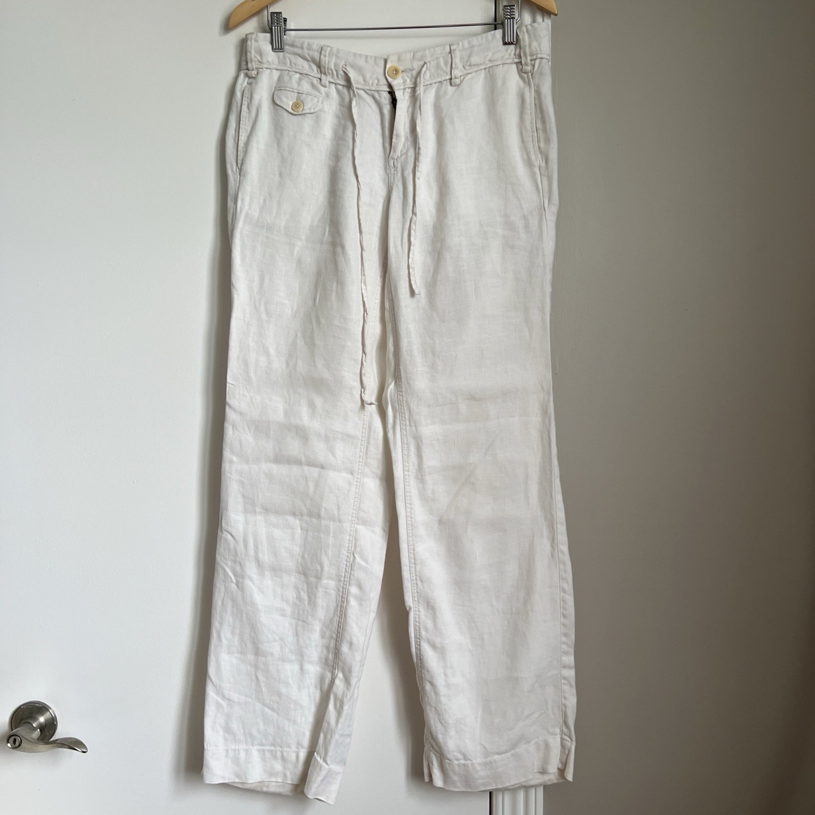 Vintage G100 Size 6 100% Linen Pants Trousers Off White Womens/see Details