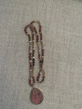 Red Pinkish Agate Pendant With Colorful Agate Beads