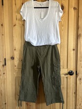 lauren ralph lauren 10 Cotton Rayon Army Green Cargo Crop Pant