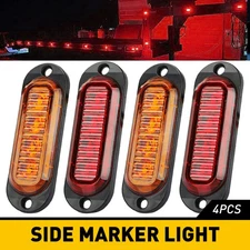 Red Amber 3.4" Marker Lights 4LED Clearance Side Lights Truck Trailer Waterproof