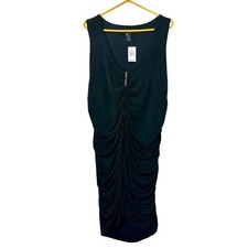 Ashley Stewart Zip Front Ruched Black Dress Size 22/24