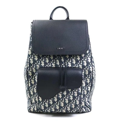 Auth Christian Dior Sac à dos oblique bleu marine toile/cuir - 90171k - Photo 1/4