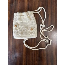 Crochet Mini Backpack with Floral Accents - Great Condition