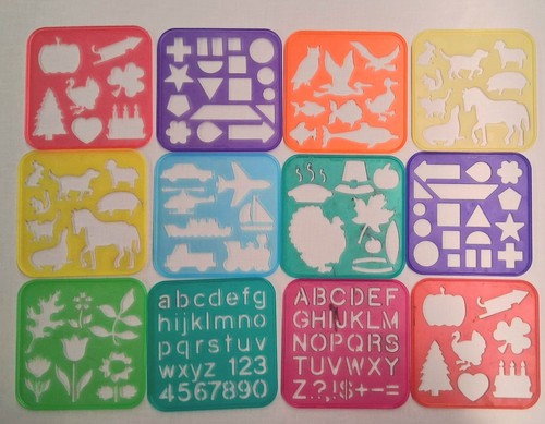 Vintage Tupperware Stencils Lot Of 12 Tuppertoys Art Crafts Draw 1980s + Extras