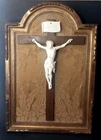 Antique Jesus Christ Cross Carved Napoleon III Era 1870 Gilded Wood Frame