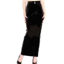 Sexy Bodycon Shiny PVC Leather Pencil Skirts Women High Waist Latex Long Skirt