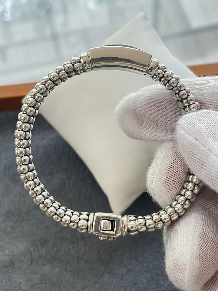 Lagos 鱼子酱 8 毫米玛雅绳手链带黑色玛瑙小号  — 第 2/4 张图片