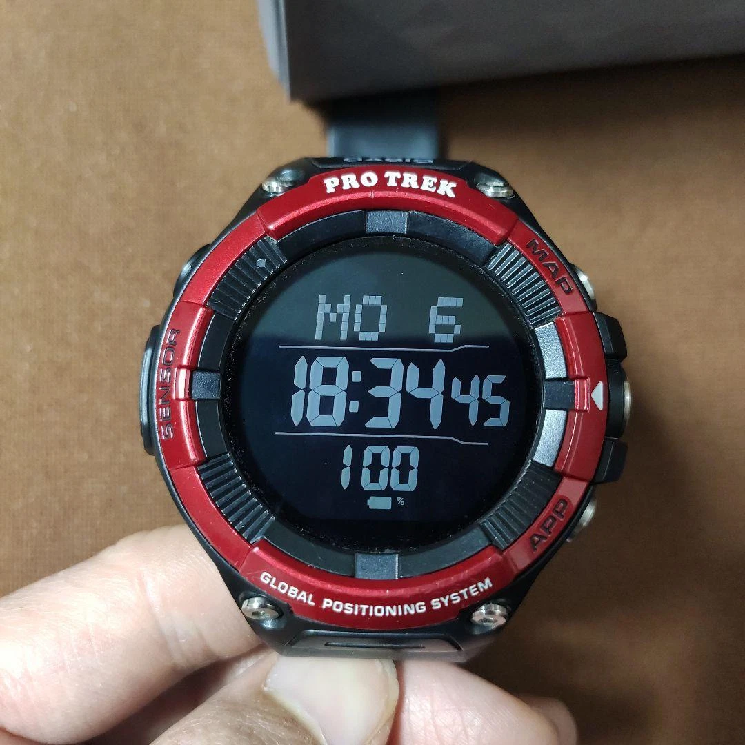 CASIO PRO TREK WSD-F21HR Black Red Mens Watch Used 3m07044