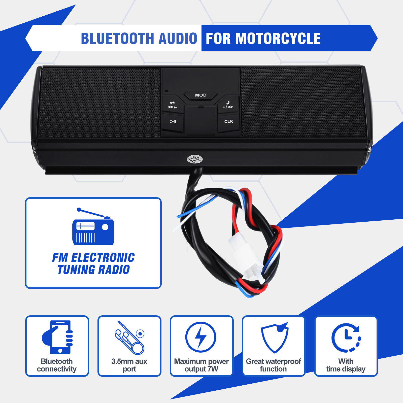 Motorcycle Bluetooth Stereo Speaker Audio USB F Topics on TV Online limited product System MP3 Radio