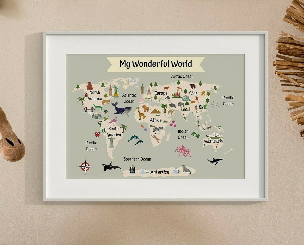 World Map Wall Decal For Kids Highest Quality Images Kids World Map