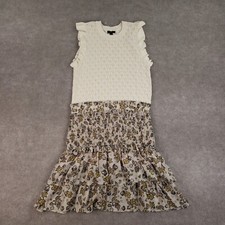 Current Air Dress Womens XL Beige Brown Anthropologie Stretch Layered Ruffled