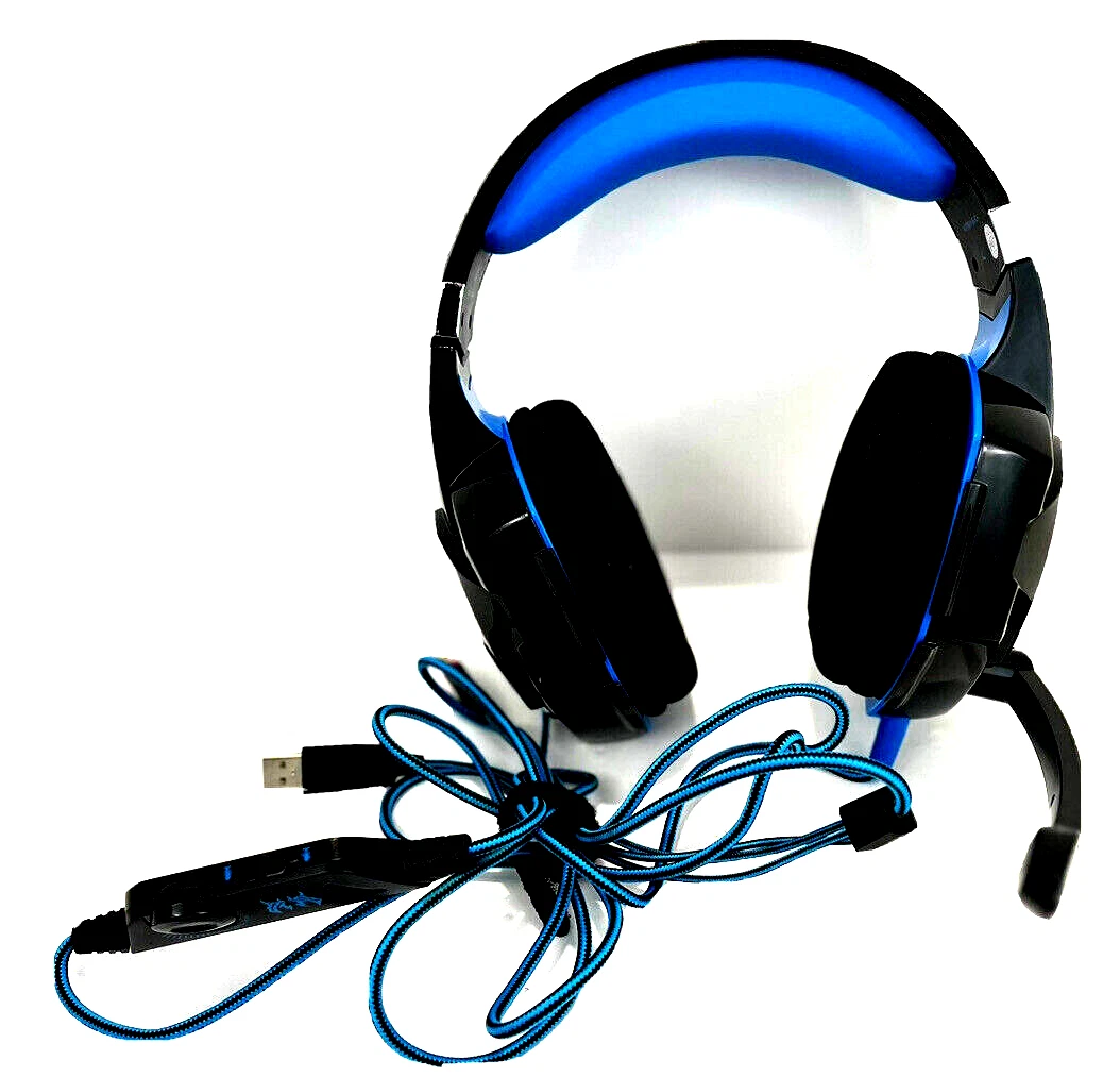 Kotion Each G2000 Black Blue Adjustable Wired USB Over Ear Gaming