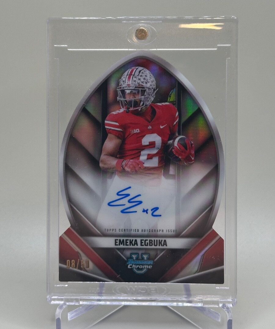 Emeka Egbuka Auto 2023 Bowman U Chrome Future of Football Die-Cut #/50 CASE HIT