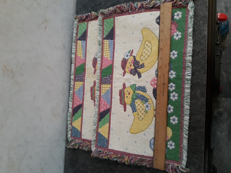 Set Of 2 Easter Chicks In Easter Woven Placemats eBay