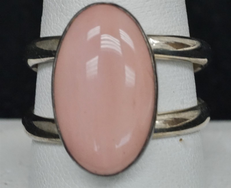 DESERT ROSE TRADING DRT Oval Pink Opal Split Shank Sterling Ring Size 10