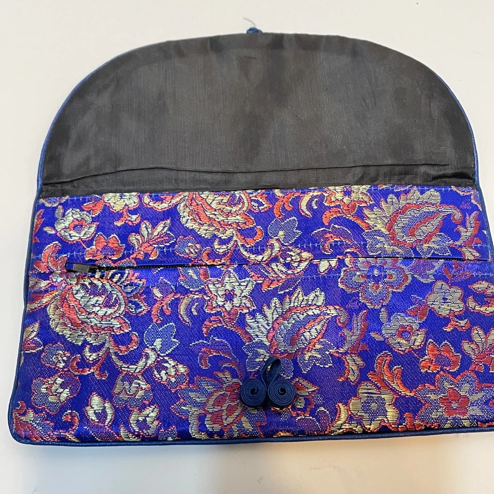 Bolso de Cosméticos Vintage Seda Estilo Asiático Bordado 7.5 x 4.25 pulgadas Foto 4 de 4