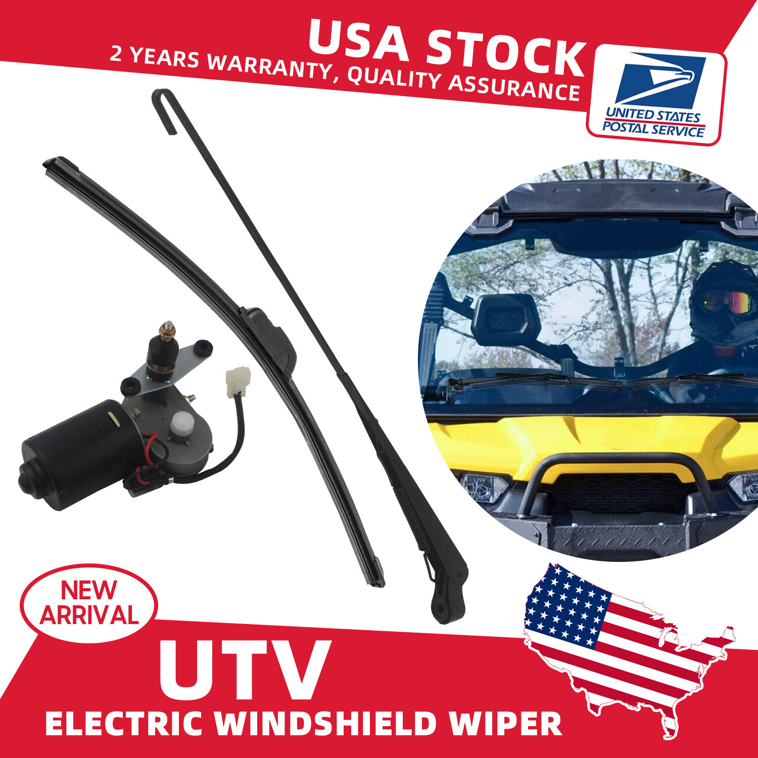 Polaris Ranger RZR 900 12V UTV Electric Windshield Wiper Motor Kit