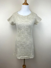 Sparrow Anthropologie XS Oatmeal Cream Tan Crochet Sheath Dress Wool Blend