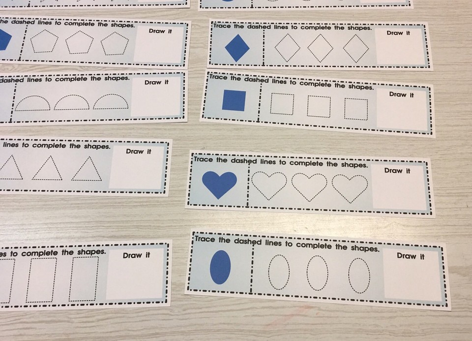 Shapes - Learning Kit - Trace & Write - Laminated dry erase cards | eBay