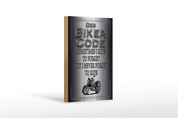 Holzschild Motorrad 12X18 Cm Biker Code Never Forget Ride Deko Schild-image