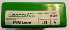 80172 REDDING 3-DIE FULL LENGTH DIE SET -  9MM LUGER - BRAND NEW - FREE SHIPPING