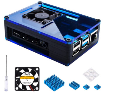 Miuzei Raspberry Pi 4 Case w/Cooling Fan 4 Pc Aluminum Heat Sinks (no Pi Board)