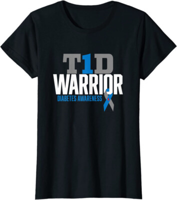 T1D Warrior Type 1 Diabetes Awareness Diabetic Ladies' Crewneck T-Shirt