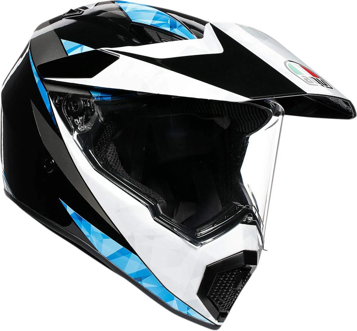 AGV AX9 NORTH Dual Sport Helmet Black White Cyan ML Medium