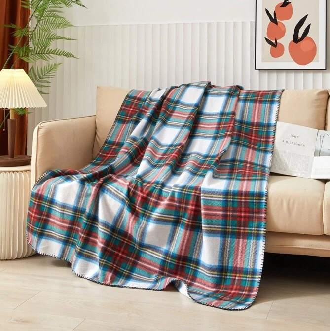 Red tartan fleece blanket sales