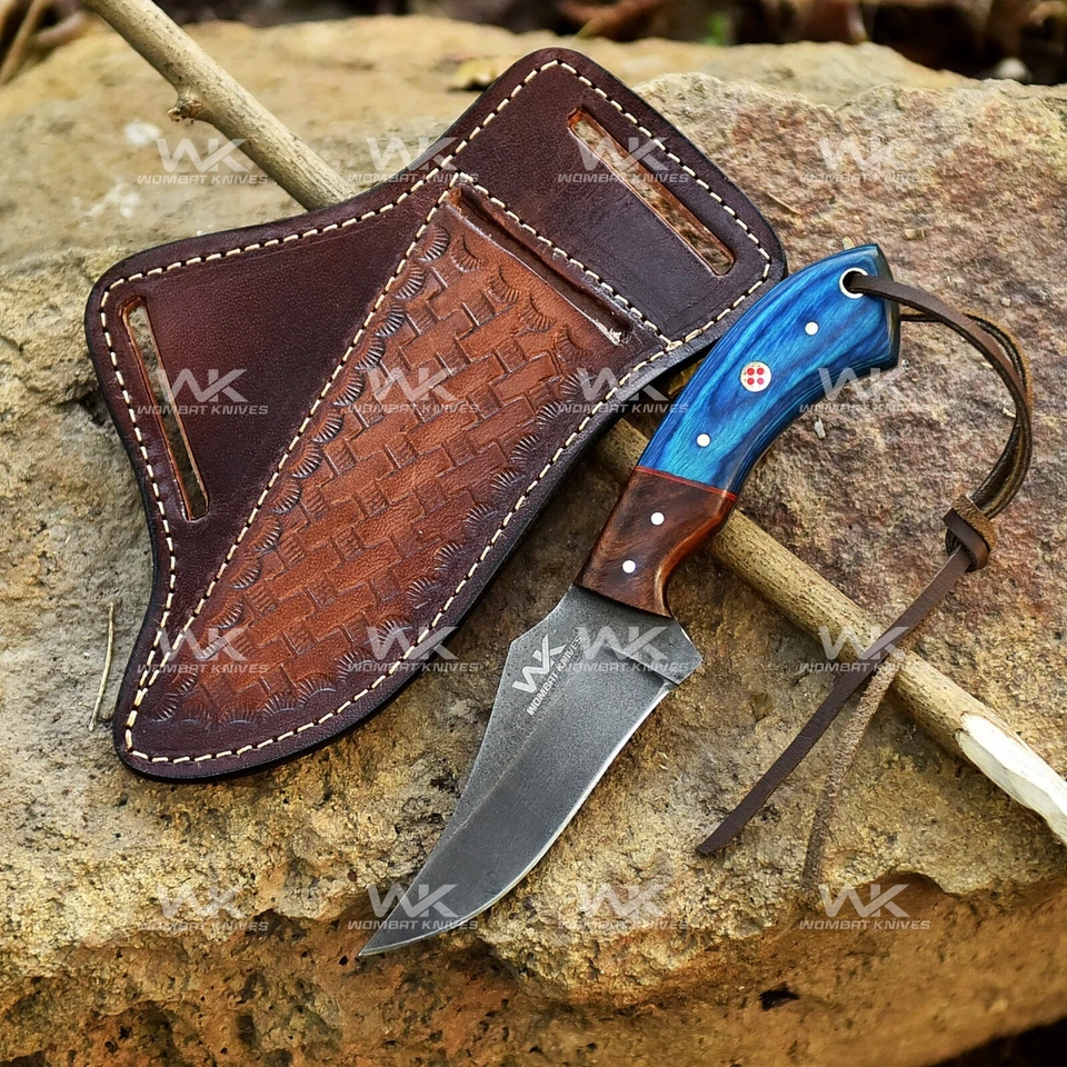 Cuchillo de caza vaquero de acero hecho a mano 1095 con funda de cuero, cuchillo Skinner Foto 3 de 4