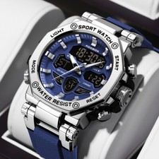 Mens Diver Sports Wristwatch Digital Analog Quartz LED Waterproof Luxury Watches