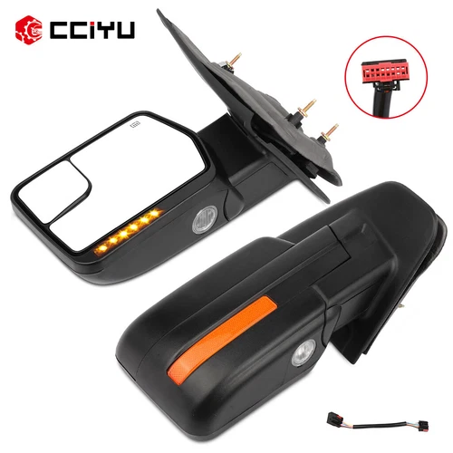 Power Heated Puddle Lamp Turn Signal Side Tow Mirrors Pair For 04-14 Ford F-150