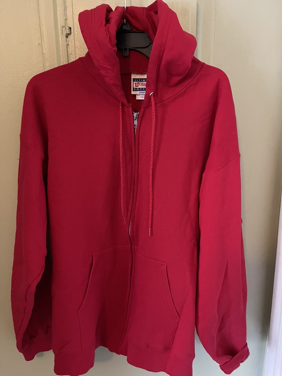 Hanes Ultimate Cotton Hoodie Mens L (42-44) Zip Heavyweight Sweatshirt,  H